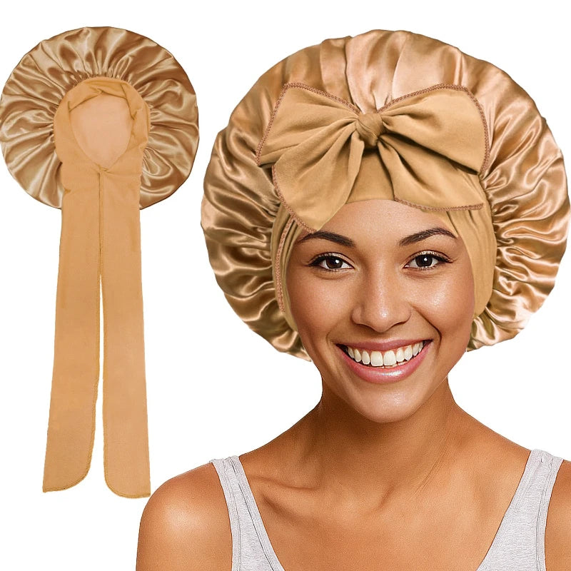 Large Bow Satin Cap