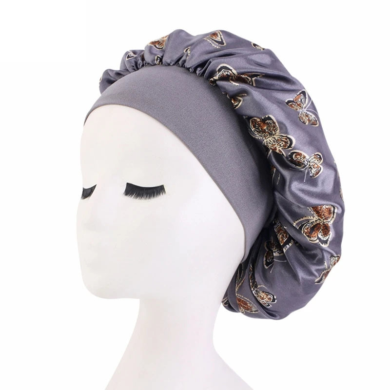 Butterfly Print Satin Bonnet
