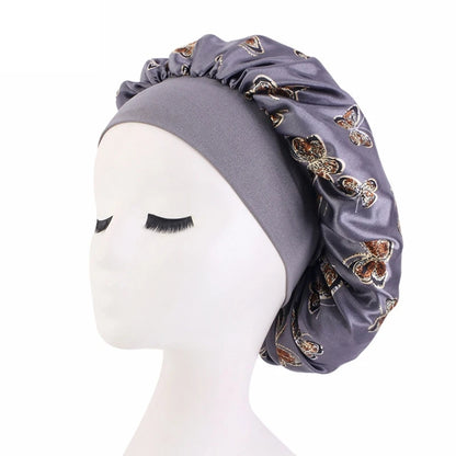 Butterfly Print Satin Bonnet