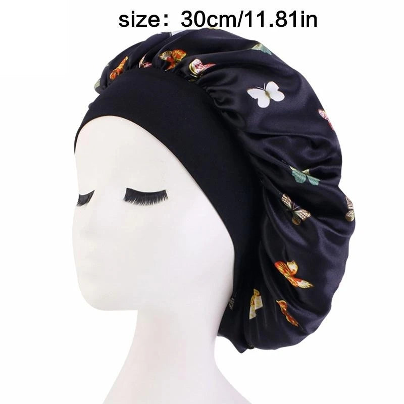 Butterfly Print Satin Bonnet