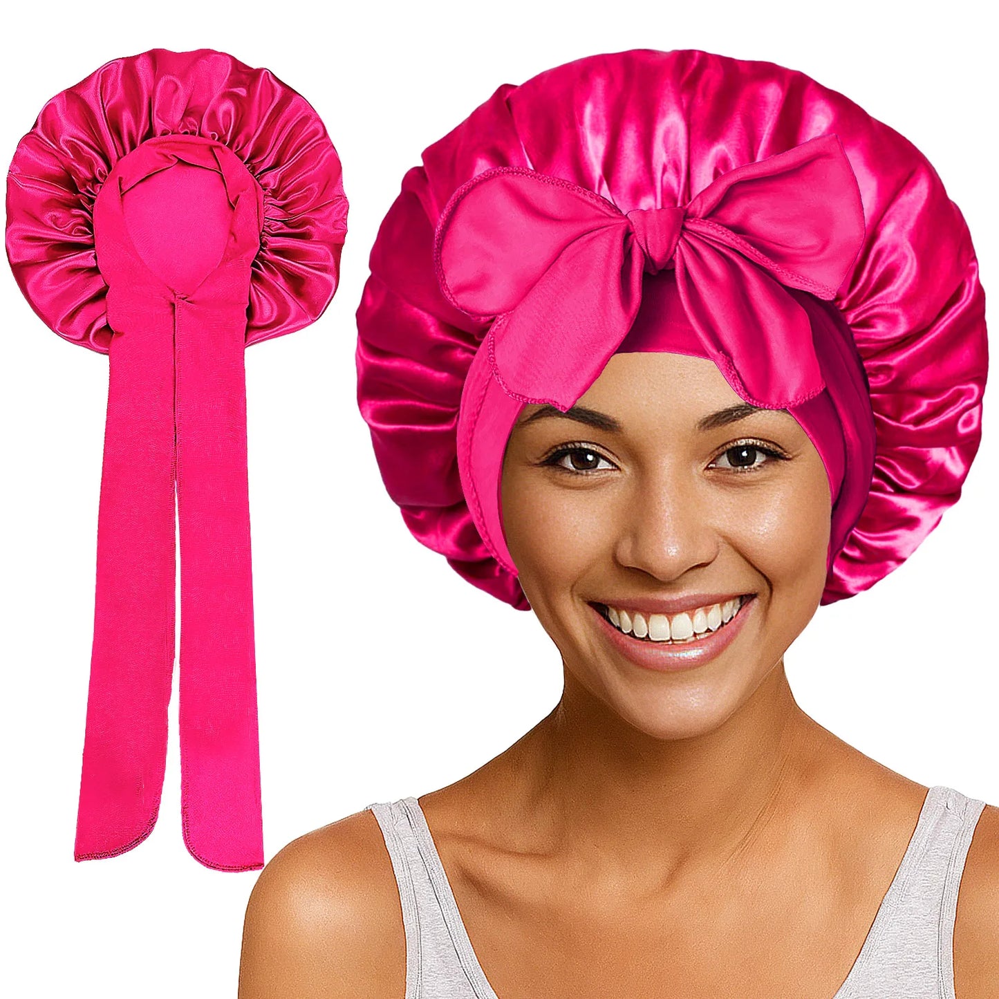 Large Bow Satin Cap