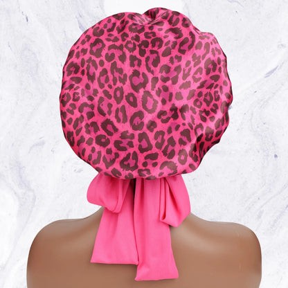 Bow Leopard Print Bonnet