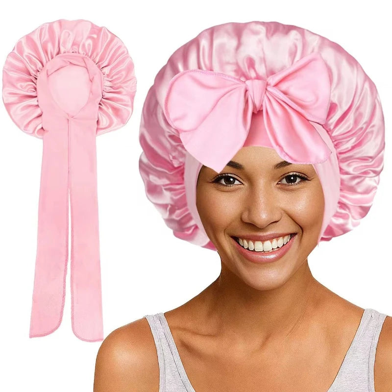 Large Bow Satin Cap