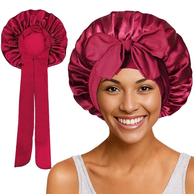 Large Bow Satin Cap