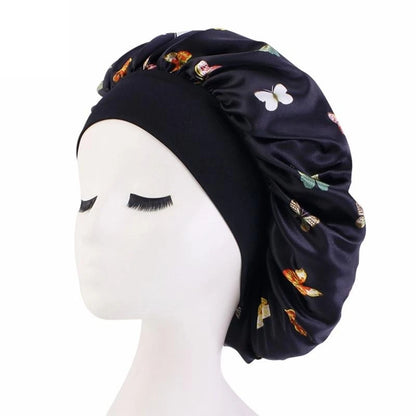 Butterfly Print Satin Bonnet