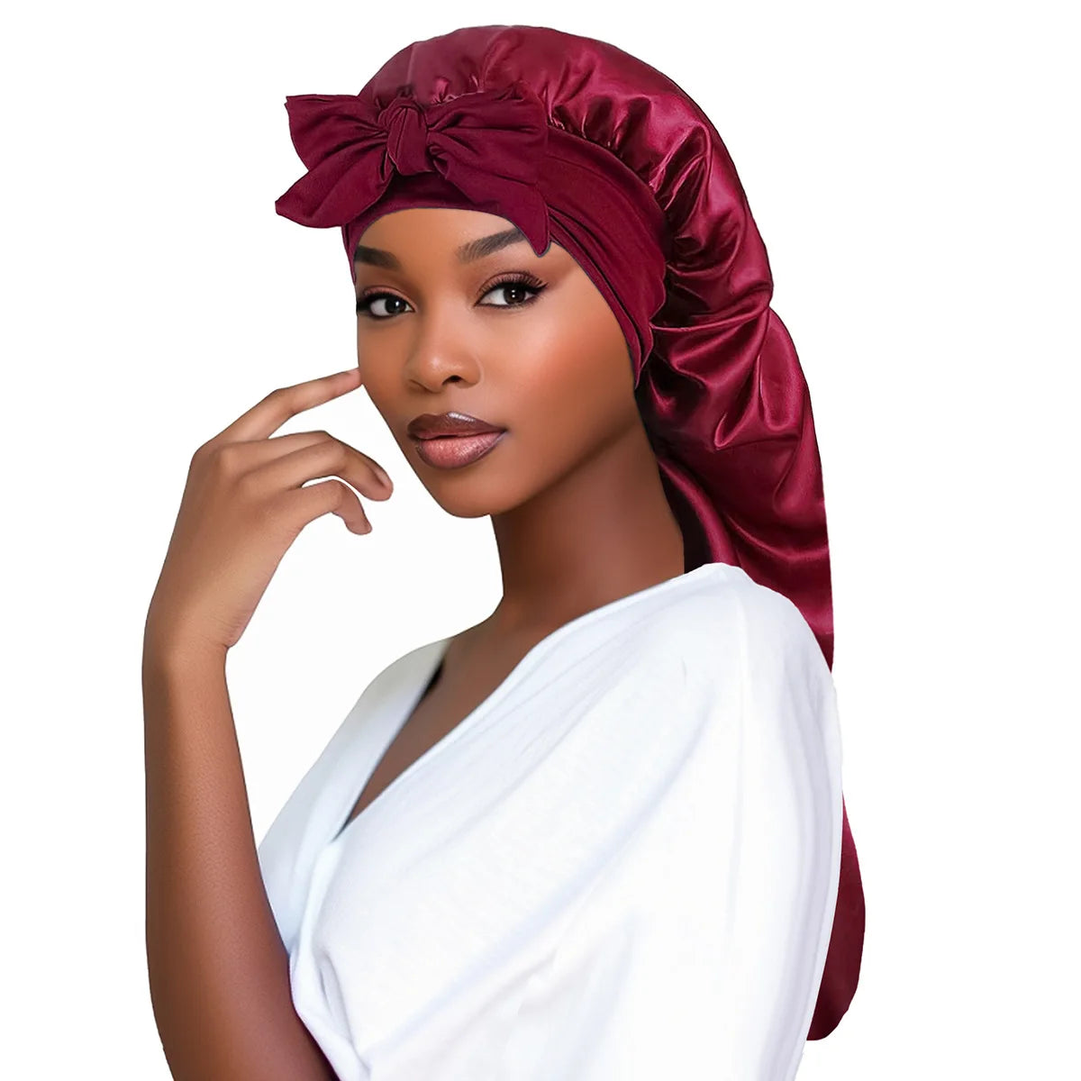Long Silk Bow Bonnet
