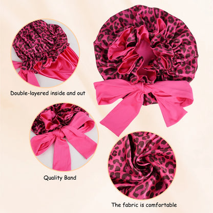 Bow Leopard Print Bonnet