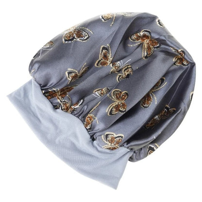 Butterfly Print Satin Bonnet