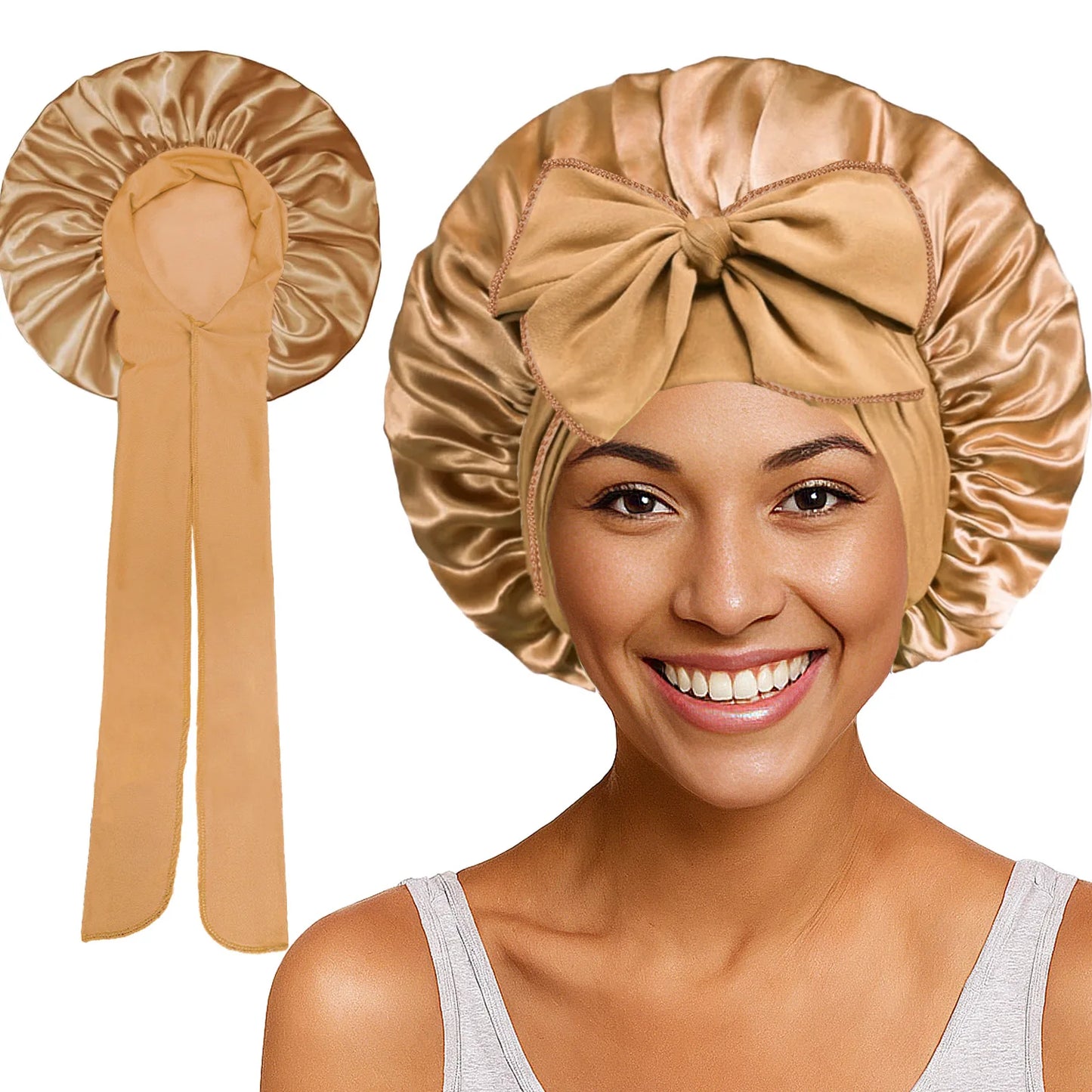 Large Bow Satin Cap