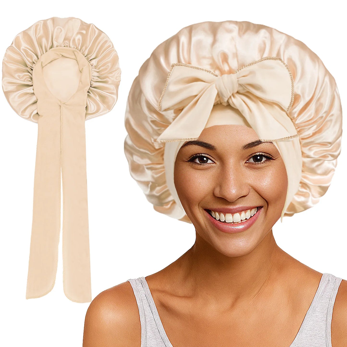 Large Bow Satin Cap