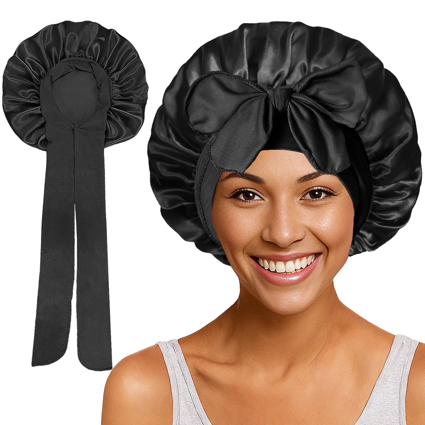 Large Bow Satin Cap