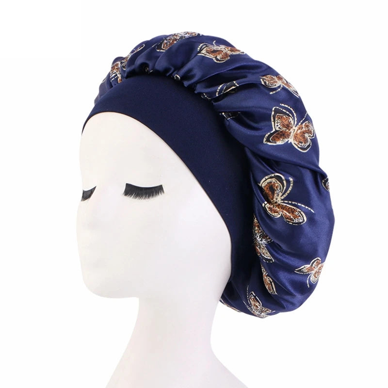 Butterfly Print Satin Bonnet
