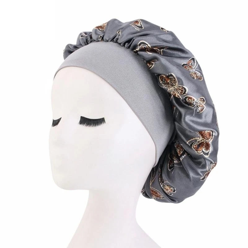 Butterfly Print Satin Bonnet