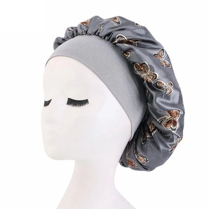 Butterfly Print Satin Bonnet