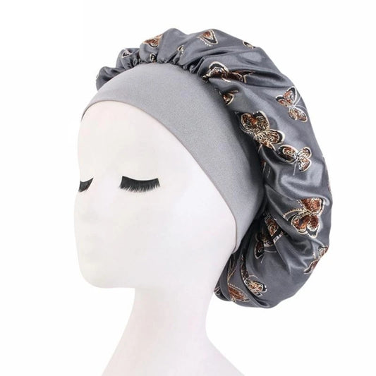 Butterfly Print Satin Bonnet