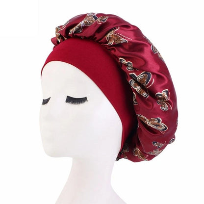 Butterfly Print Satin Bonnet