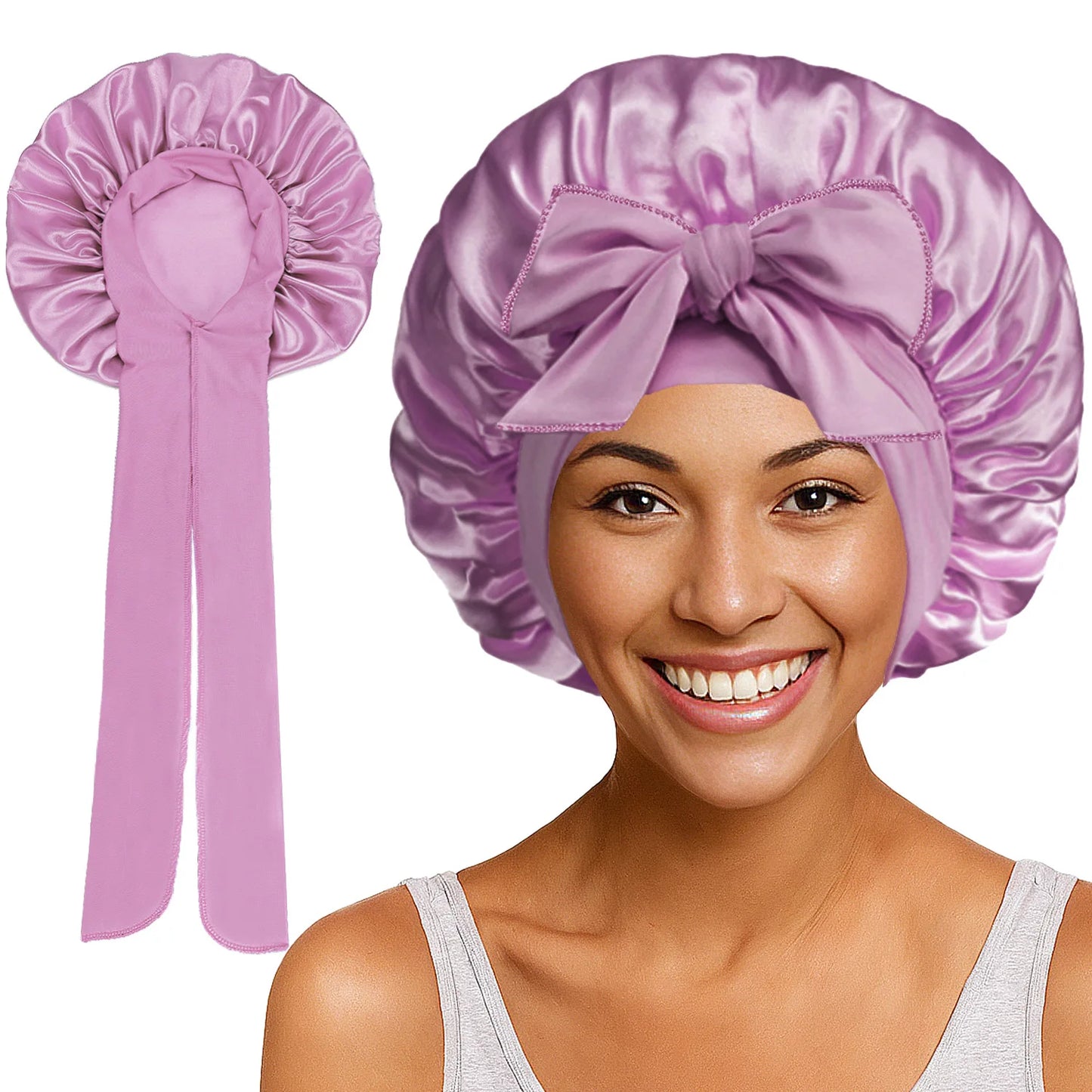 Large Bow Satin Cap
