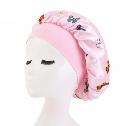 Butterfly Print Satin Bonnet
