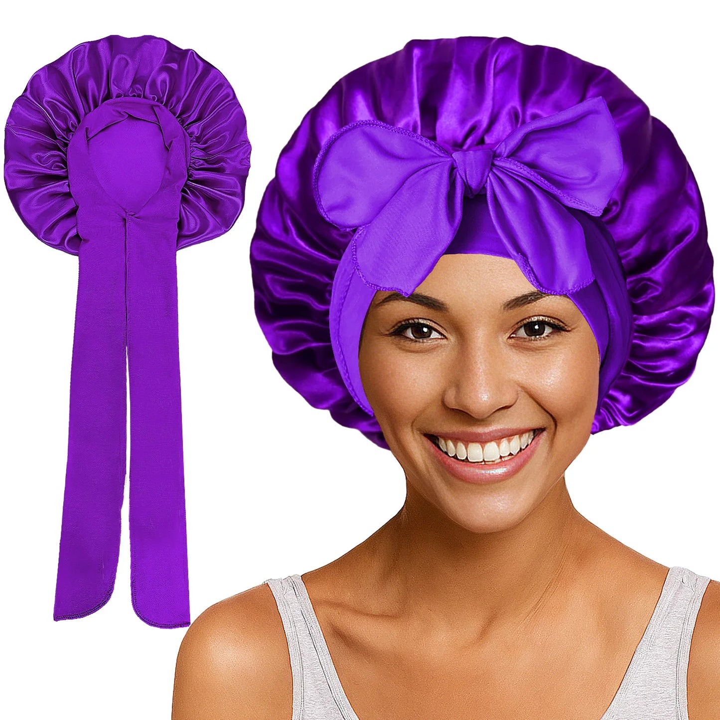 Large Bow Satin Cap