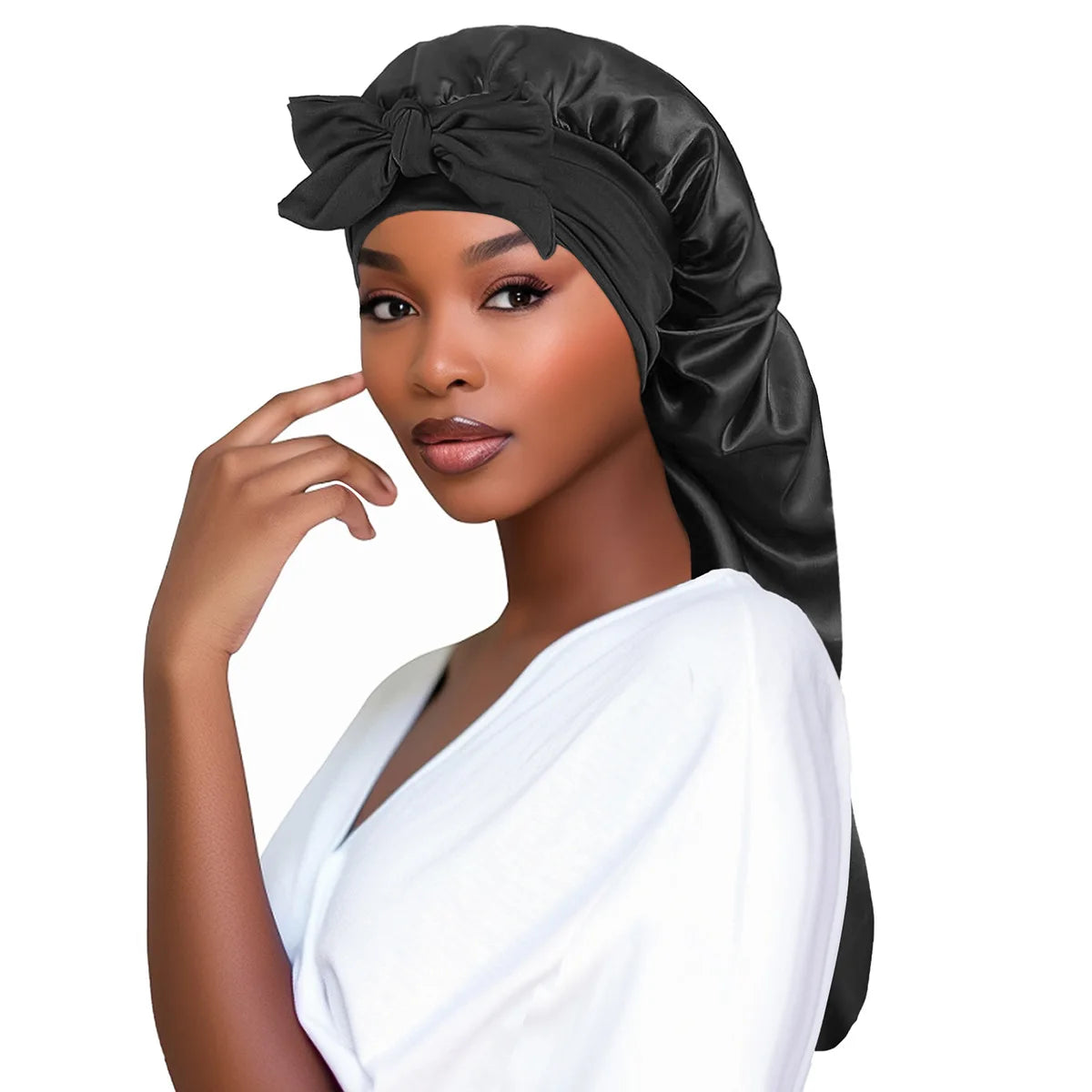 Long Silk Bow Bonnet